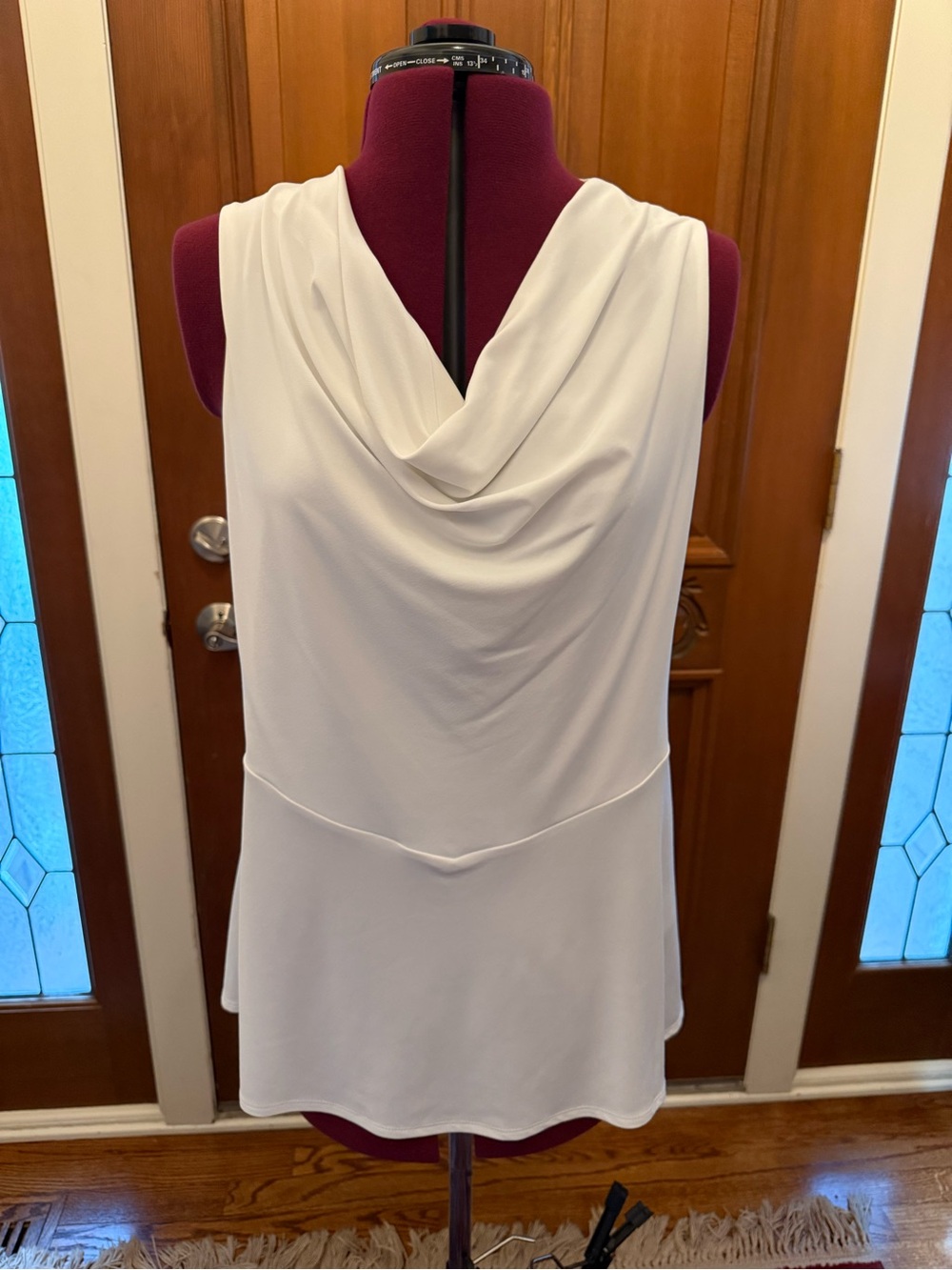 Donna Karan White Draped Cowl Neck Camisole